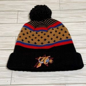 Mitchell & Ness Philadelphia 76ers Pom Beanie Knit Hat NBA One Size